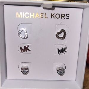 Michael Kors Silver and Gold Heart Earrings